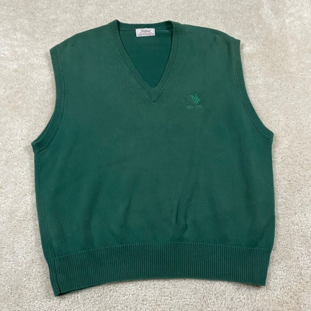 VTG Titleist Corbin Vest Mens XL Green V-Neck Sweater Cotton Wild Wing 90s Golf